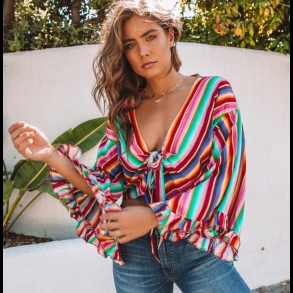 Fiesta tie front long sleeve